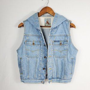 Don't Stop Vintage Denim Hooded Vest